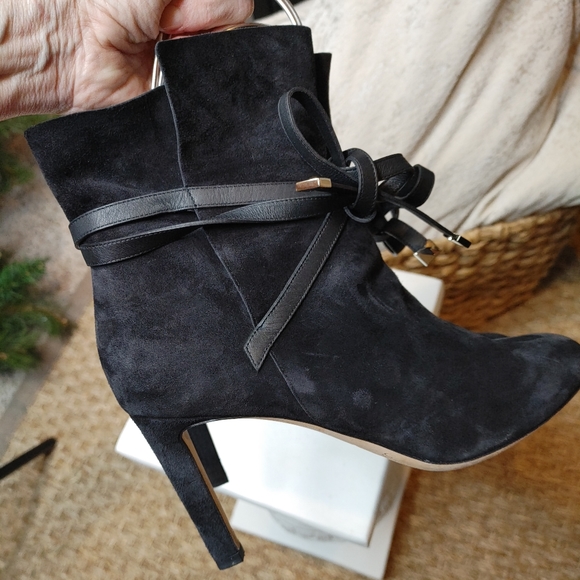 JIMMY CHOO Dalal Leather-Trimmed Supple Suede Ankle Boots EU 38.5 US 8.5 - Picture 2 of 16